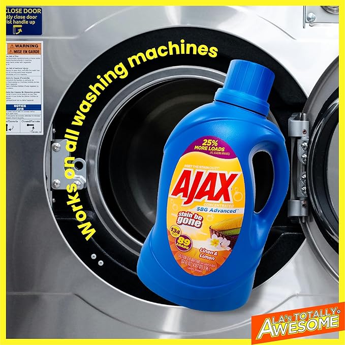 SOILOVE 1 Gallon Laundry Stain Remover &amp Ajax 134oz SBG Linen &amp Lemon Laundry Detergent – Ultimate Stain-Fighting &amp Freshness Duo for Tough Stains &amp Clean Clothes
