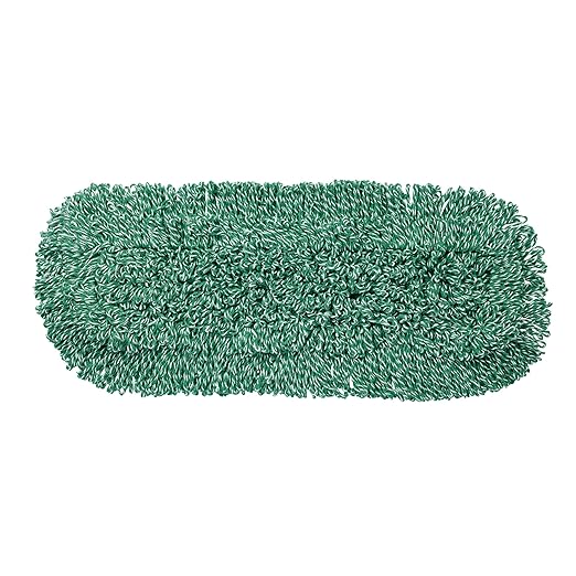 Rubbermaid Commercial Products Looped-End-Dust Mop Head Replacement Microfiber blend 24-inch Green Heavy Duty Industrial Wet Mop For Floor Cleaning Office/School/Stadium/Lobby/Restaurant