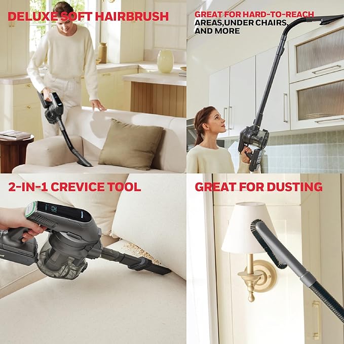 Honeywell VC16 Cordless Vacuum Cleaner Handheld + 8 Tools for Better Easier Cleaning Dark Silver