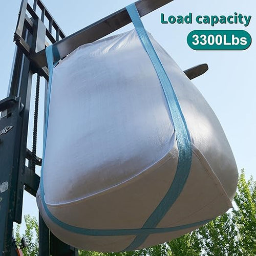 2 Pack FIBC Bulk Bag Flexible Bulk Bags1.5 Ton Bag 35L x 35W x 43H 3300lbs SWL Duffle Top Flat Bottom Heavy Duty Woven Polypropylene Waste Bag