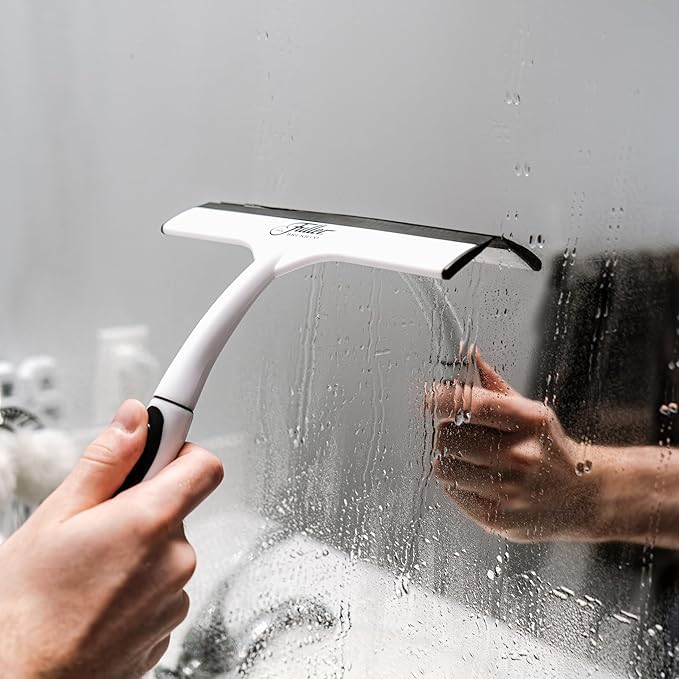 Fuller Brush Easy Grip Handheld Squeegee - for Shower Walls Doors Tub Surfaces Windows Mirrors &amp Vehicle Windshields - ThermoPlastic Rubber Blade - Comfort Grip Handle with Built-in Finger Gro