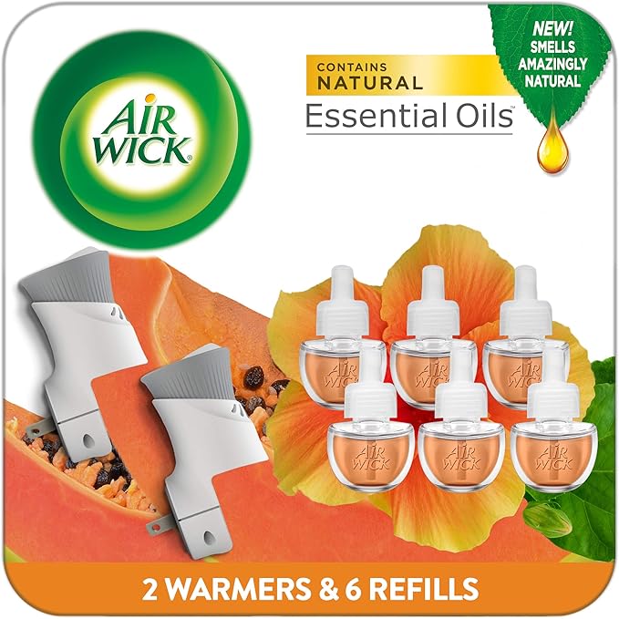 Air Wick Plug in Scented Oil Starter Kit 2 Warmers + 6 Refills Hawaii Essential Oils