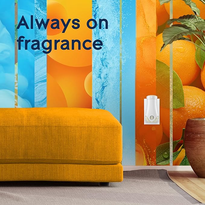 Glade PlugIns Refills Air Freshener Starter Kit Scented and Essential Oils for Home and Bathroom Coastal Sunshine Citrus 4.02 Fl Oz 2 Warmers + 6 Refills