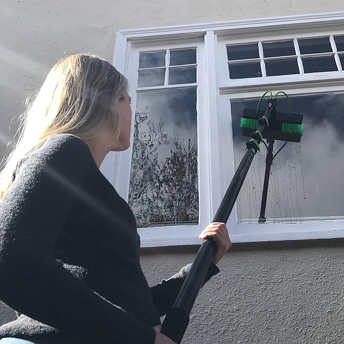 Lightweight 20 Feet Solar Panel Cleaning Brush &amp Pole Water Fed Pole Kit Window Cleaner &amp Solar Panel Cleaning System Washing Equipment Tool Solution