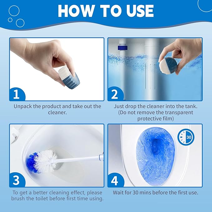 Toilet Bowl Cleaner Tablets Automatic Toilet Tank Cleaner for Deodorizing &amp Descaling Long-Lasting with Sustained Release Technology for Bathroom Cleaners Blue &amp White 40 Packs