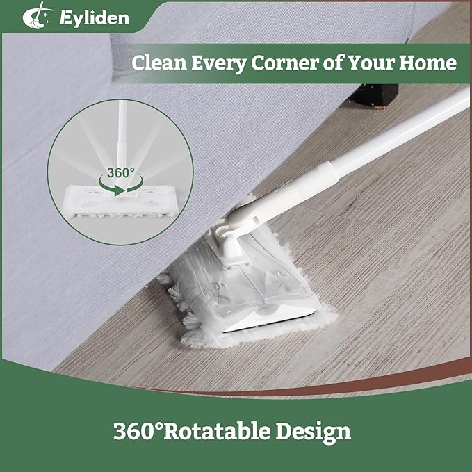 Eyliden Dust Mop Sweeping &amp Mopping Kit | 58 Extended Long Handle 36 Disposable Dry Cloths and 24 Wet Pads Multi Surface Sweeper Mops for Floor Cleaning