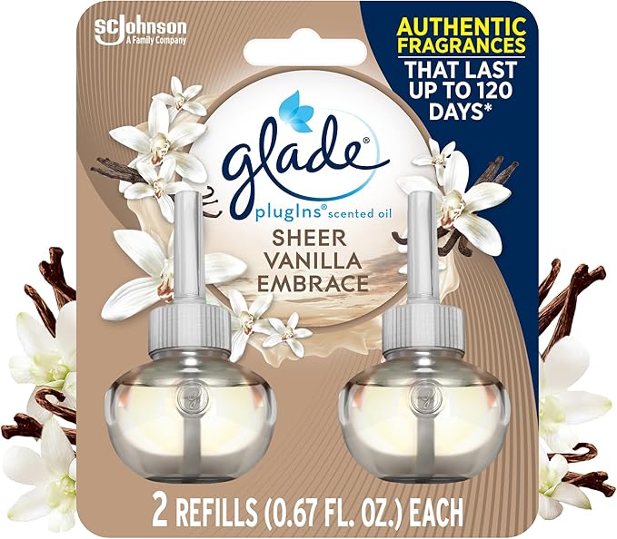 Glade Plugins Scented Oil 1.34 fl. oz 2Count. (Sheer Vanilla Embrace Pack of 3) Blue