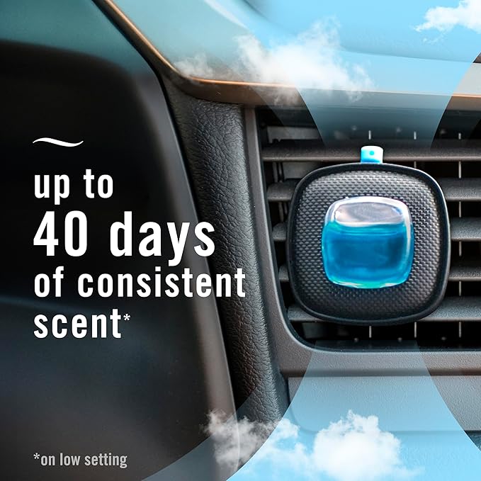 Febreze AUTO Air Freshener Odor-Fighting Automotive Vent Clip Evening Woods Scent 8 Count