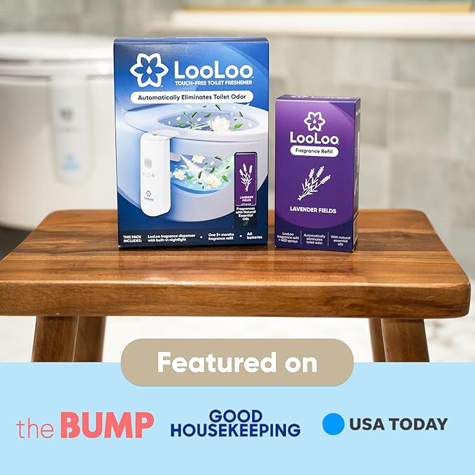 LooLoo 3.0 Touch Free Toilet Freshener Automatic Air Freshener Spray for Bathroom Starter Kit with Light and Toilet Deodorizer Bathroom Spray Odor Eliminator - Lavender
