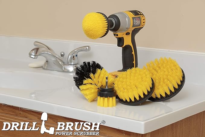 Drill Brush Power Scrubber Attachment Set for Bathroom Toilet Tile Floor Shower Bath Tub - Rotary Shower Cleaner Brush for Cordless Drill – Spin Cleaning Bathroom Accessories Set by Drillbrush