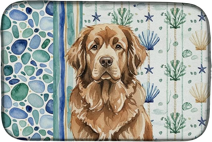 Caroline's Treasures Brown Newfoundland Coastal Sea Glass Dish Drying Mat Absorbent Dish Drying Mat Pad for Kitchen Counter Dish Drainer Mat for Countertop 14 x 21 Multicolor