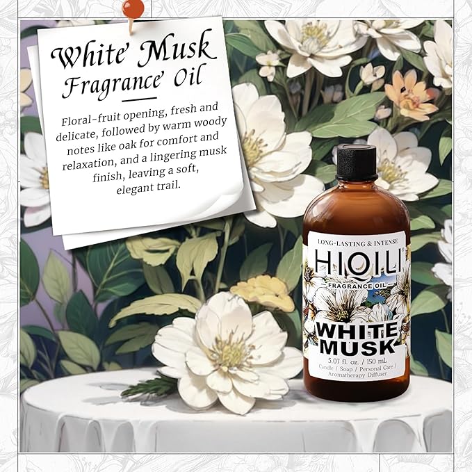 HIQILI White Musk Fragrance Oil Candle Scents for Candle Making Soap Making Supplies Musk Perfume for Women for Diffuser Use - 5.07 Fl Oz