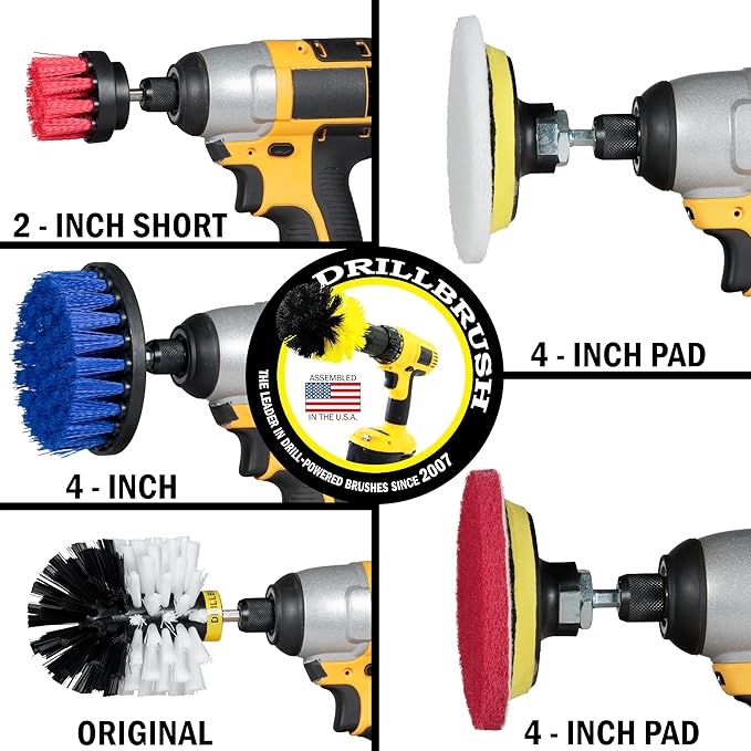Nylon Drill Brush Attachments for Cleaning Car Accessories Carpet Truck Interior Fabric Wheel Rim Glass Bath Tub Shower Tile Grout Boat Hull Seats - Drill Brush for Car Detailing Supplies