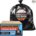 Trash Bags 30-33 Gallon Contractor 2 MIL Heavy Duty (Huge 108 Bags w/Ties) Construction Garbage Bags 32-33 Gallon Trash Bags Heavy Duty Garbage Bags Extra Large Trash Bag for Industrial &amp Commer