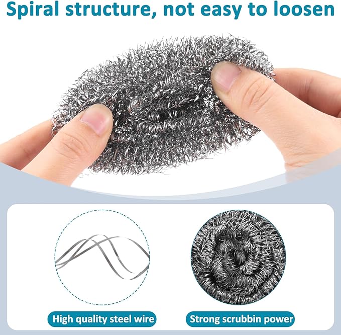 300 Pcs Stainless Steel Wool Scrubber Bulk Steel Wool Sponges Pack Metal Dishwashing Wire Scouring Pads Heavy Duty Clean Dish Pot Pan and Oven for Cleaning Kitchen Bathrooms and More