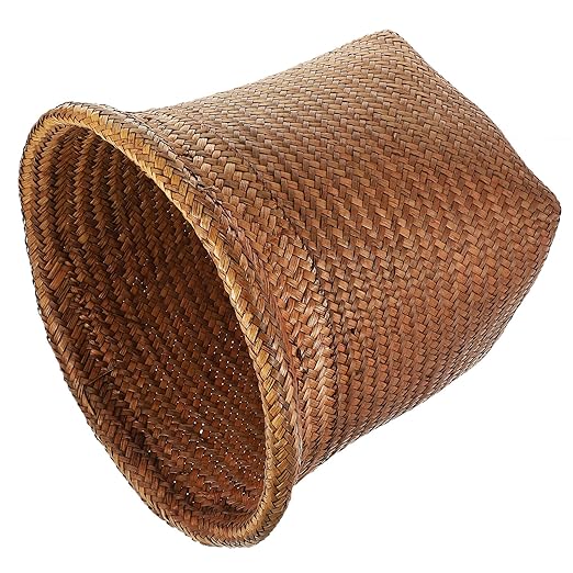 NUOBESTY Woven Trash can Trash can Straw Rattan Garbage bin Waste Basket Planter Basket for Home Kitchen Bedroom Bathroom Motion Sensor Office Slim