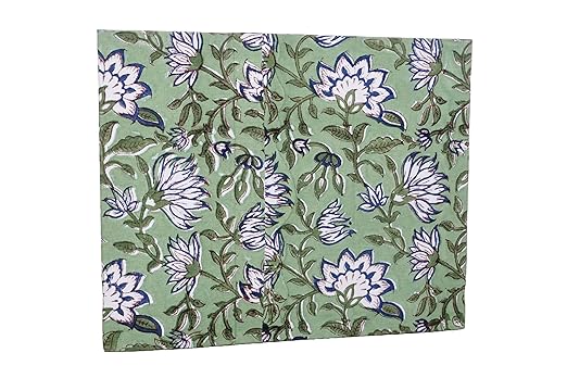 Generic 3.3 Gallon Cotton Hand Block Printed Paper Waste Basket |Small Decorative Trash Can for Housewarming Gifts in Living Room Bedroom Bathroom | Eco-Friendly Plastic-Free (1 D BLUE GREEN)
