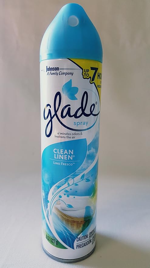 Glade 5 Aerosol Spray Air Freshener Fresh Clean Linen 8 Ounces Cans Scented Oil