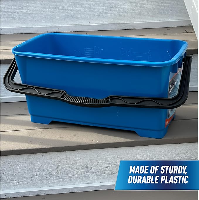 Unger Professional 6 Gallon Heavy Duty Bucket 5-Pack Large Portable Cleaning Tool with 2 Pour Spouts Comfort-Grip Handle Essential Container for Floor Window and Household Use