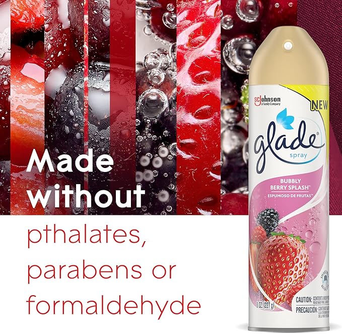 Glade Air Freshener Room Spray Bubbly Berry Splash 8 Oz 12 Count