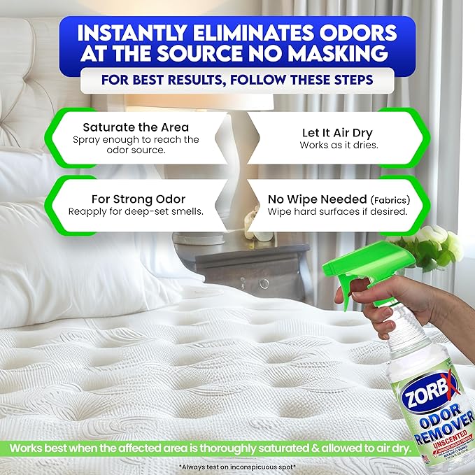 ZORBX Unscented Odor Eliminator for Strong Odor 16 oz - Pack of 2 - Used in Hospitals &amp Healthcare Facilities - Advanced Trusted Formula Fast-Acting Odor Remover Spray for Dog Cat House &amp C