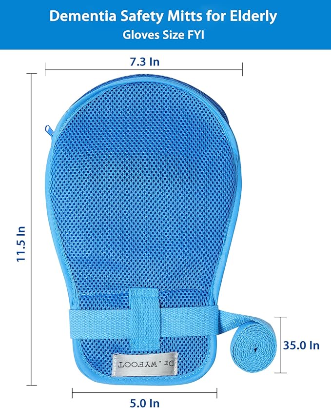 Dementia Restraint Mitts - Anti-Scratch &amp Anti-Pull Safety Gloves for Elderly Reusable with Finger Separation Design