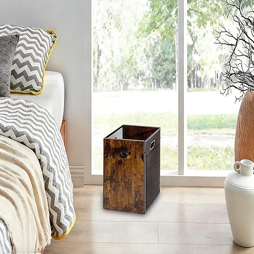 Small Trash Can 4.5 Gallon Garbage Can with Handle Metal Mesh Waste Basket Rectangular Trashcan for Bedroom Bathroom Office Living Room Industrial Finish