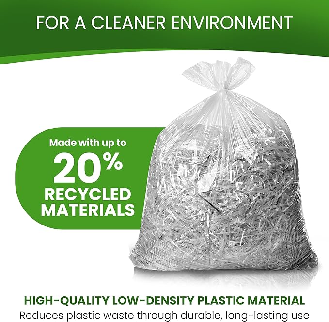 Betta 30-33 Gallon Clear Trash Bags 100 Count Box (33x39-inch) Commercial Heavy-Duty Garbage Can Liners for 20-32 Gallon Round Cans 23-29 Gallon Slim and Square Cans