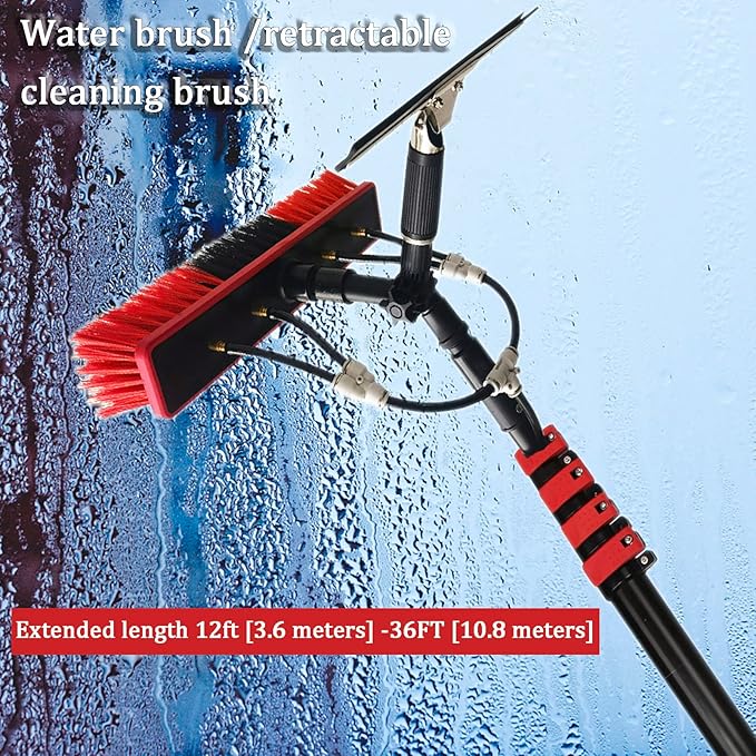 Window Cleaning Water Fed Pole Kit Window Cleaning Water fed Pole Water Water/Hose Fed Pole for Window Glass Solar Panel (30FT/9M)