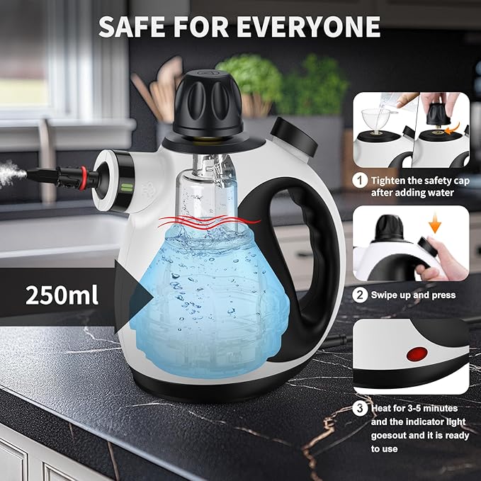 Pressurized Handheld Steam Cleaner with 14 pcs Accessories Portable Steamer for Cleaning Steam Cleaner for Home for Dirt Grease Grout Tile Floor Car
