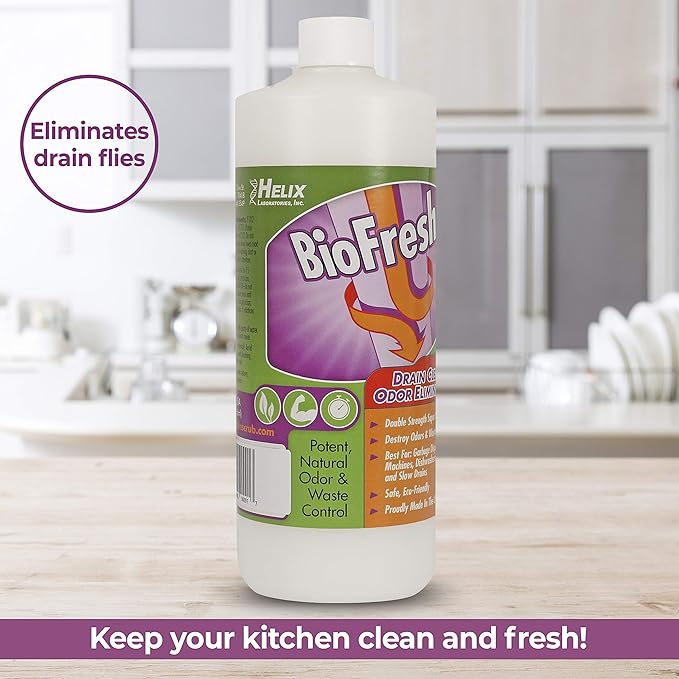 Enzyme Drain Cleaner &amp Deodorizer for Sink Drain Showers Septic Systems Bathroom &amp Kitchen - Smell Remover for Fruit Fly Garbage Disposals Dishwasher &amp Washing Machines - (32oz)