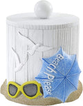 Avanti Linens - Covered Jar Multipurpose Countertop Organizer Beach Inspired Bathroom Decor (Beach Mode Collection)