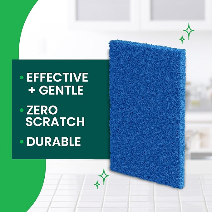 Scotch-Brite Zero Scratch Scouring Pad Effective + Gentle Dish Scrubber for Household Cleaning 30 Scrub Pads for Dishes Nonstick Pots and Pans Glass Tubs Showers Reusable &amp Durable