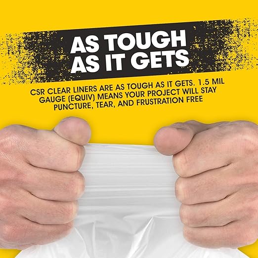 60 Gallon Clear Trash Bags - (Huge 100 Pack) - 38 x 58 - 1.5 MIL (Equivalent) - CSR Series - Heavy Duty Industrial Liners Clear Garbage Bags for Recycling Contractors Storage Outdoor