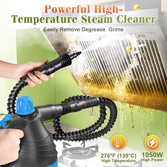 Deep Clean Steam Cleaner Fast Heating Efficient Cleaning Multi-Purpose Handheld Steamer for Cleaning Pressurized Multi-Surface Steam Cleaner for Home Car Upholstery Floor Grout Couch and Grease