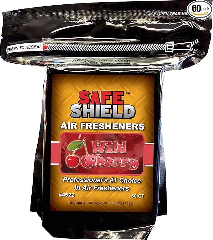 SAFE SHIELD AIR FRESHENER PADS SCENTS 60 COUNT CAR LOT AUTO RENTAL DETAILER DEALERSHIP (WILD CHERRY)