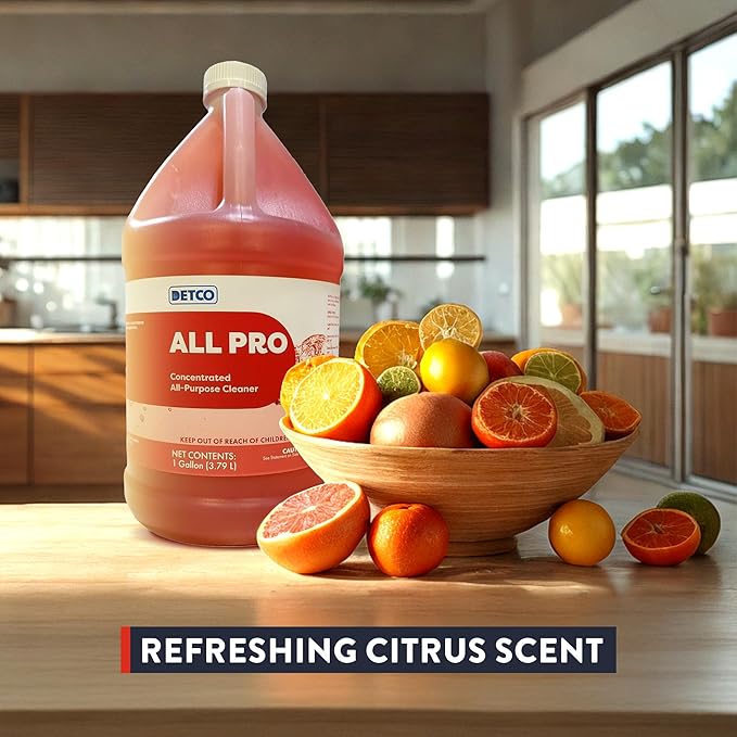 ALL PRO Concentrated All Purpose Cleaner – Biodegradable Non Toxic Heavy Duty Foaming &amp Streak Free Multi-Surface Solution 4oz Per Gallon of Water Daily No Rinse Cleaner 1 Gallon