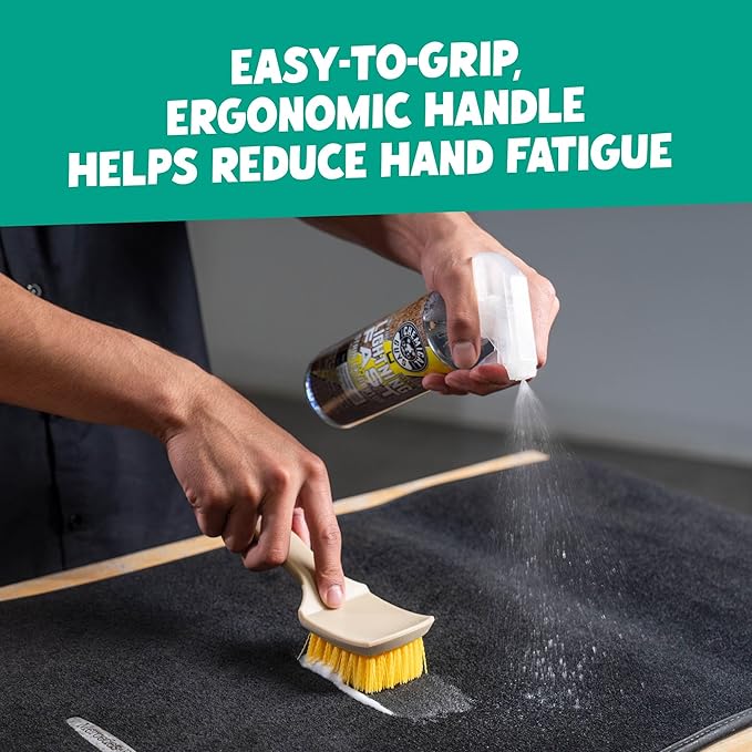 Chemical Guys Induro 7 Heavy Duty Interior Carpet&ampUpholstery Detailing Brush – Durable BristlesCar Carpet Brush for Deep Cleaning FabricMats&ampSeatsErgonomic Grip for Comfort and Control(Pac