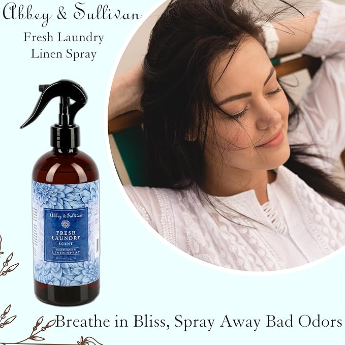 Abbey &amp Sullivan Linen Spray Fresh Laundry Scent with Fresh Green Floral Musk Pack of 2 16 oz
