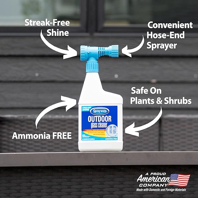 Sprayway Outdoor Glass Cleaner 32oz Pack of 6 | Streak-Free Shine Foaming Action | Ideal for Windows Patio Doors and Outdoor Glass Surfaces