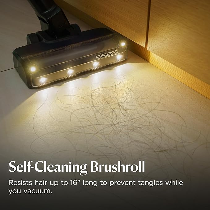 Bissell PowerClean FurGuard 280W Self-Standing Cordless Vacuum w/Self-Cleaning Brush Roll Strong Suction Removeable Battery Wall Mount Upholstery Tool &amp Bright Headlights