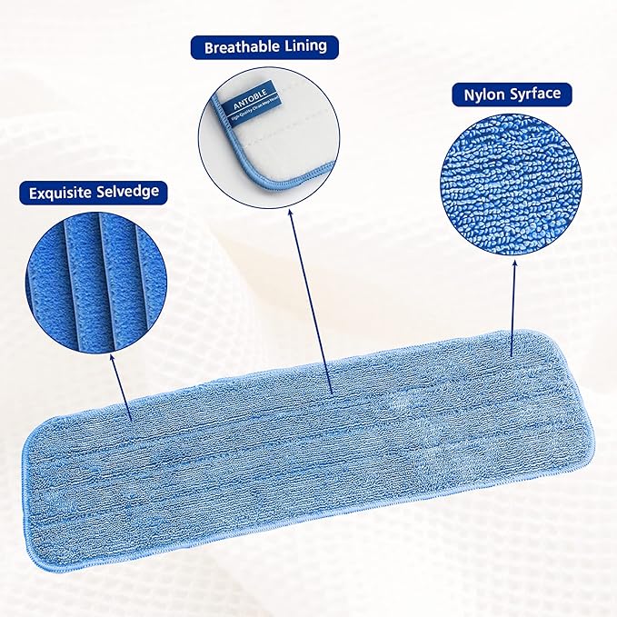 Replacement Washable Microfiber Absorbing Mop Head - Compatible with E-Cloth Deep Clean Mop Head Wet &amp Dry Cleaning Cloth Refills for All Hard-Floor (Blue) 6Pack