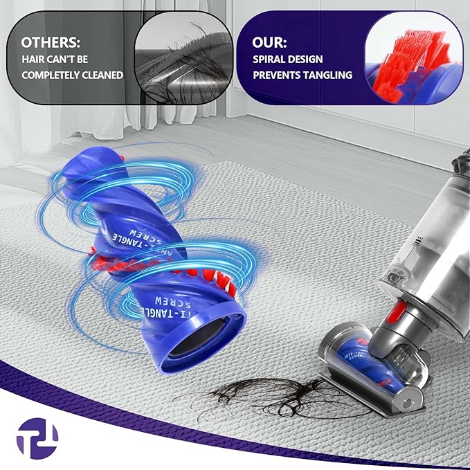 Mini Motorized Brush Head Compatible with Dyson V7 V8 V10 V11 V15 Vacuum Cleaners - Pet Hair Removal Vacuum Attachment - Hair Screw Tool for Carpeted Stairs Couch/Sofa Cushions Car Carpet
