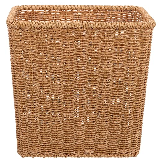 Alipis Woven Trash Basket 10.82X10.43X5.70In Slim Rectangular Wicker Waste Container Multifunctional Storage Holder for Kitchen Bathroom Office
