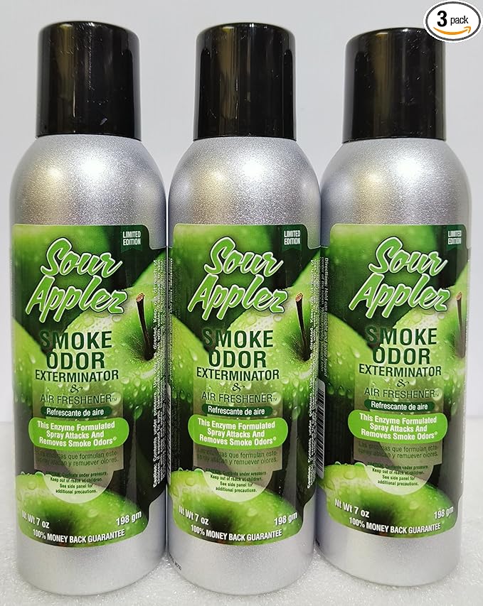 Smoke Odor Exterminator 198 gm/ 7 oz Large Spray Sour Applez 7oz Can 3 Pack. Assorted