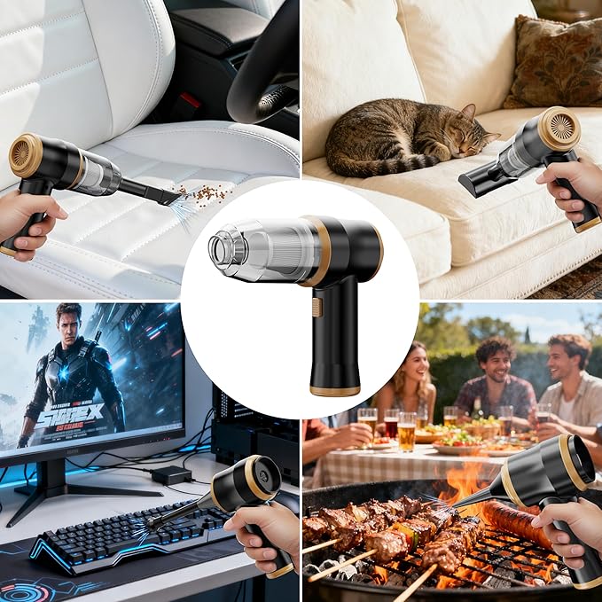 Mini Car Vacuum 15000Pa Portable Cordless Handheld Vacuum Cleaner and Air Duster with 2 Filter for Car Sofa Office Pet Home