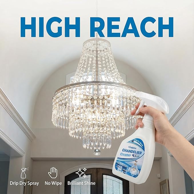 Chandelier Cleaner Drip Dry Spray No Wipe Formula for Crystal Chandeliers Streak-Free Spray-On Cleaner for Glass &amp Decorative Lighting Fixtures Surface-Friendly on Crystal 10.14 oz