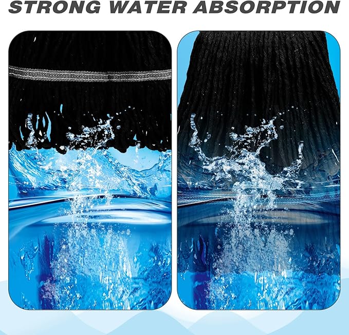 Nuogo 10 Pcs Commercial Mop Head Replacement Floor Cleaning Wet Heavy Duty Commercial Mop Refills General Cleaning(27.6 InchBlack)