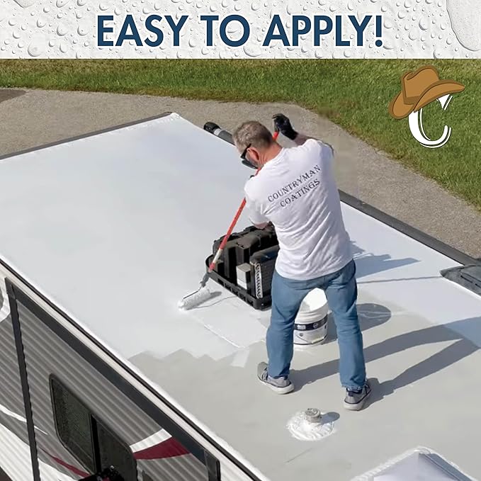 100% Silicone Roof Coating for RVs Campers &amp Flat Roofs - Waterproof Seal for Leaks Cracks &amp Seams - Ponding Water Resistant - 4.75 Gallon Black