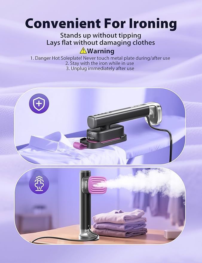 Sundu Steamer for Clothes15s Fast Heat-up Handheld Garment Steamer35mins Runtime &amp 180ml Large Tank25g/min SteamCeramic PanelStands on DeskWrinkle Remover for Travel Home Office(Gray Gold)